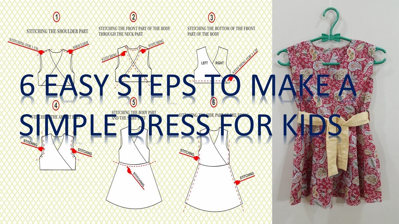 How to make a simple dress pattern and to sew it step by step for beginners