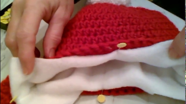 Inserting a Fleece Lining into a Crocheted Hat