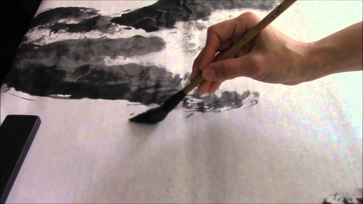 Ogawa Ryu - Sumi-e Mountain and Clouds - Rice Paper 138cm.70cm - 2014