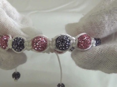 Pink & Purple on White Rope Bling Bling Disco Ball Bracelet