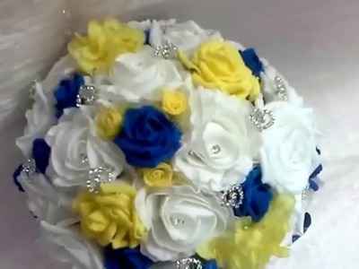 Royal blue and yellow bridal bouquet