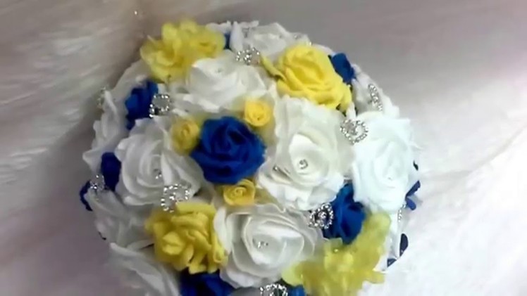 Royal blue and yellow bridal bouquet