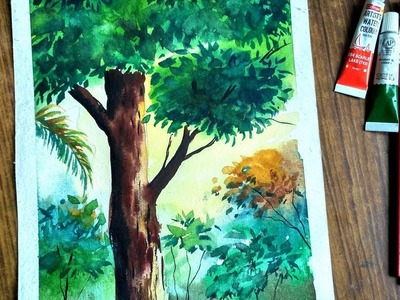 Simple Tree painting in Watercolor | Paint with david