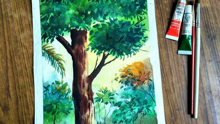 Simple Tree painting in Watercolor | Paint with david