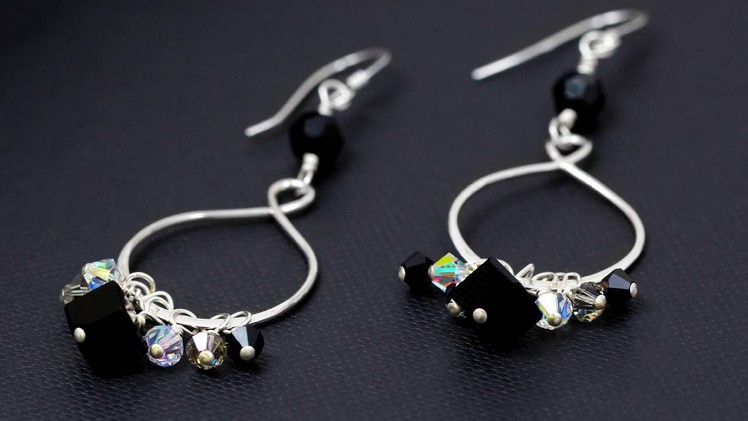 Crystal Bead and Silver Chandelier Earrings