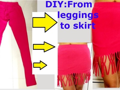 DIY: Convert.recycle old leggings into pencil skirt.refashion clothes. ways to recycle leggings
