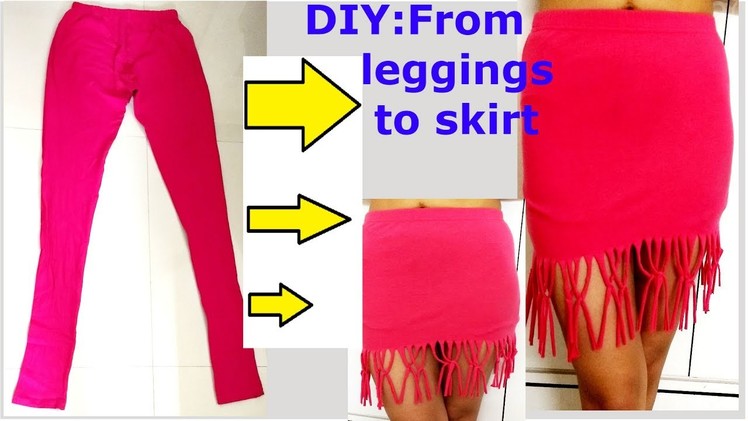 DIY: Convert.recycle old leggings into pencil skirt.refashion clothes. ways to recycle leggings