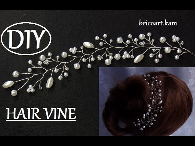 DIY Silver Hair Vine  Bridal headpiece Weding hair vine branch Vigne de cheveux de mariage