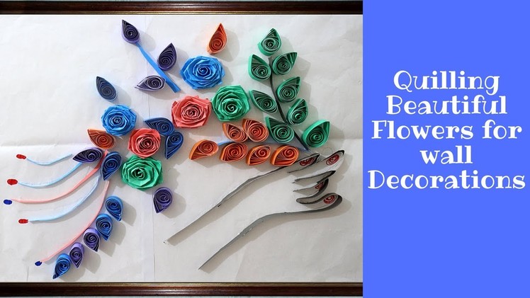 DIY Wall Decor Ideas : How to Make Quilling beautiful Flowers for wall decorations - craft ideas