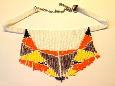 Fox necklace with fringe,  choker necklace, geometric fox