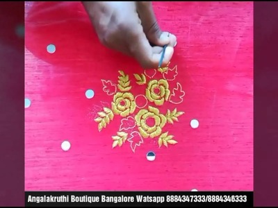 Hand Embroidery designs for kids frock mirror work by Angalakruthi