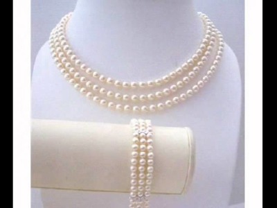 Handcrafted Ivory Swarovski Pearls THREE Strand Necklace by FashionJewelryForEveryone.Com