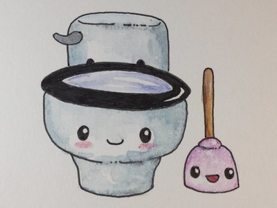 How To Draw Kawaii Toilet And Plunger (Step by Step Easy)
