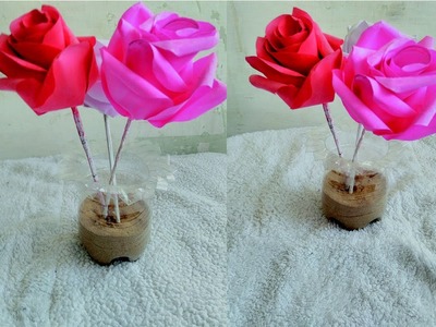 How to make Beautiful flower vase from waste plastic bottle || Plastic Bottle Crafts