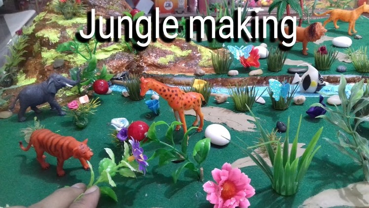 How to make jungle || zoo || school model project || waste using make hill