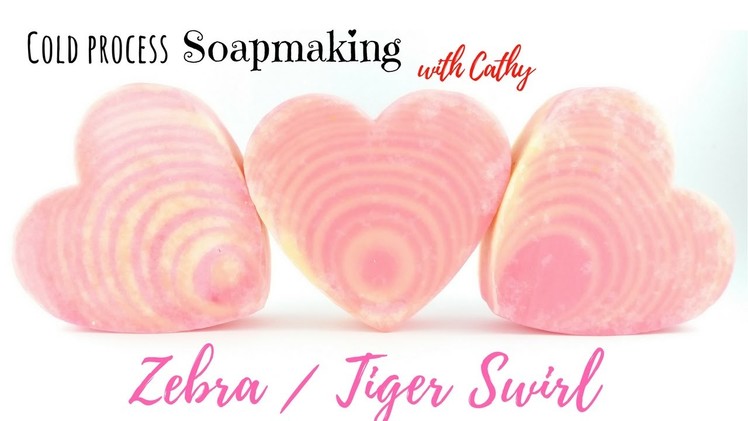 Making & Cutting of Zebra.Tiger swirl Cold process soap Easy DIY beginners soapmaking Heart mold 069
