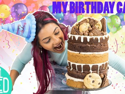 MY BIRTHDAY CAKE! | Banana Cake, Brownies, Chocolate Chip Cookies GIANT CAKE | DIY & How to
