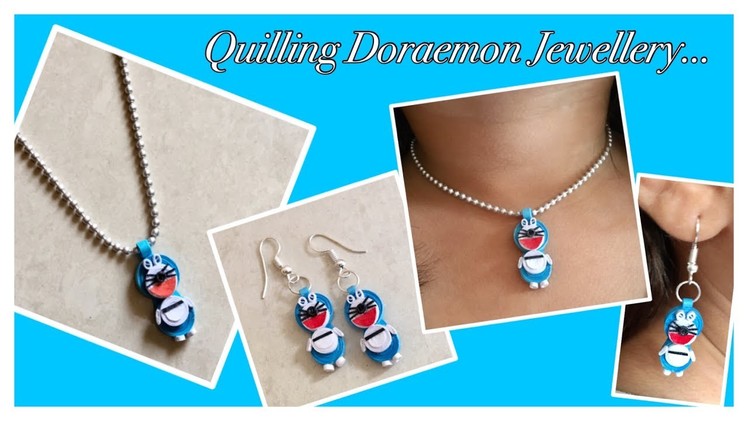 Quilling Doraemon Pendant with earrings. DIY. Mini Doraemon Jewellery | Priti Sharma