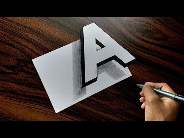 Very Easy!! How To Draw 3D Floating Letter A - Trick Art On Paper