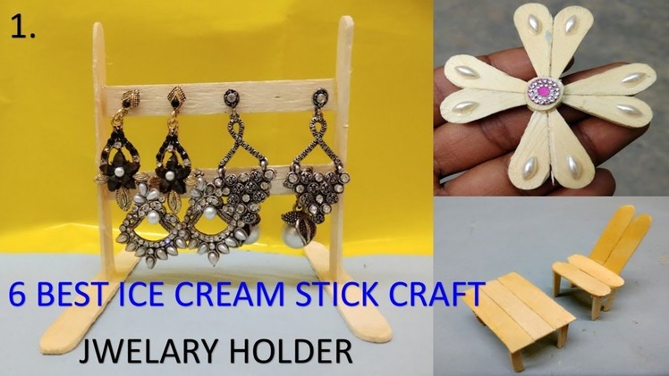 6 Best ice cream stick crfts | DIY | jewelry holder