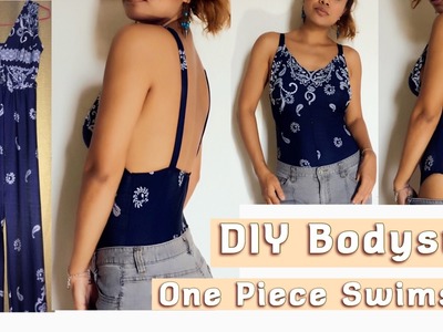 DIY Bodysuit One Piece Swimsuit From Old Clothes-TGK.029