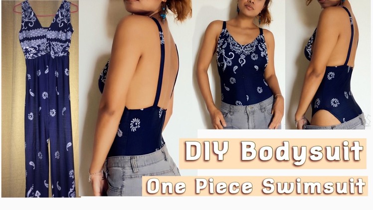 DIY Bodysuit One Piece Swimsuit From Old Clothes-TGK.029