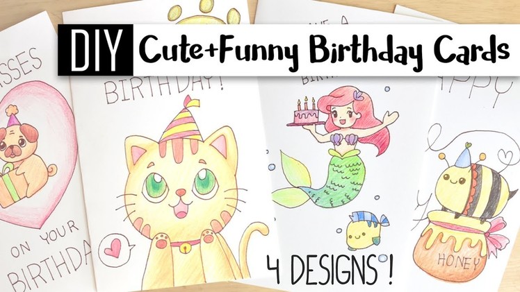 DIY Cute & Funny Birthday Cards – 4 Puns. Doodle Card Ideas!