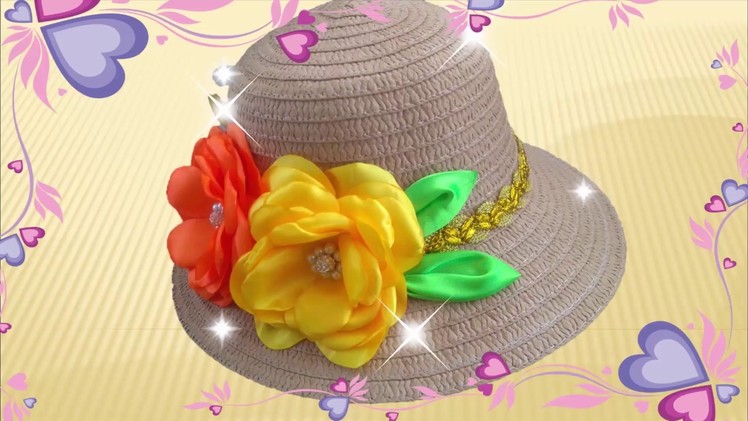 DIY, Decoracion de sombrero con flores en tela, How to decorate hat