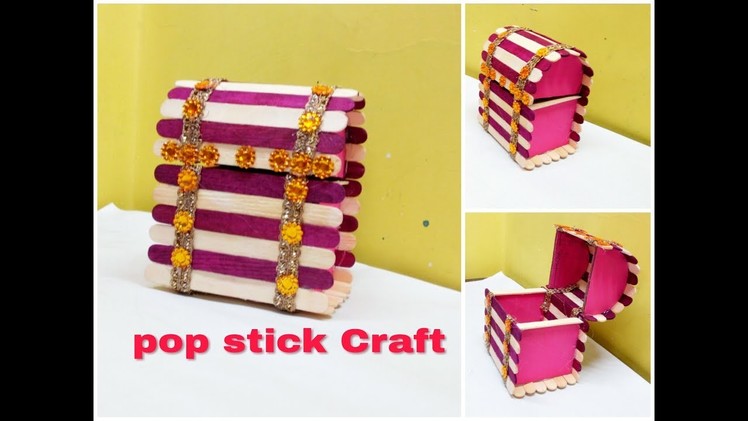 DIY : Easy pop stick craft 2017 | How to make jewellery box using popsicle stick