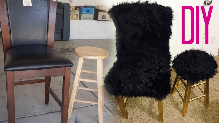 DIY FAUX Furr Chair + Stool (SUPER AFFORDABLE)