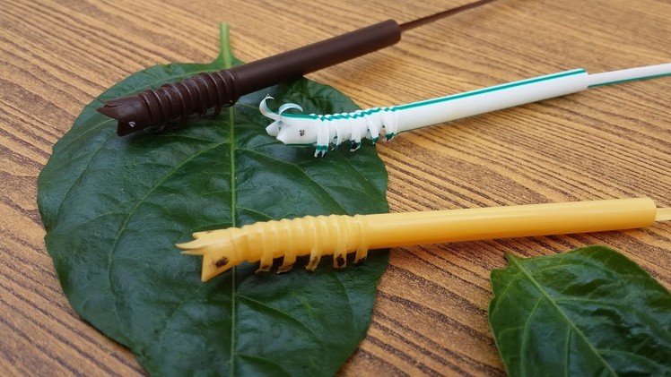 DIY How to make straw moveable caterpillar