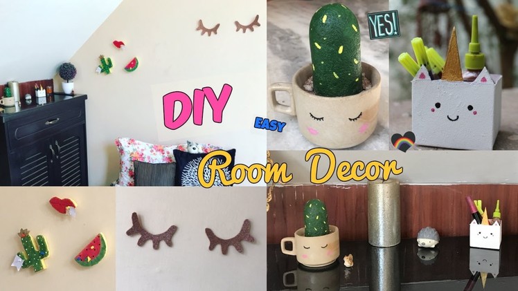 DIY Super cute & cheap Room Decor (dorm)!!- cactus,unicorn box,bulletin boards,eyelashes (India)