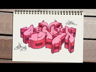 Drawing 3D Graffiti name "SARA"