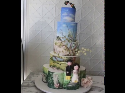 Hand Painted Cake with 3D Elements by Faye Cahill