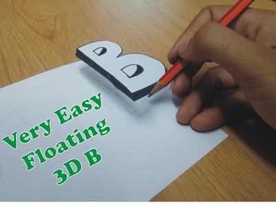 How To Draw 3D Floating Letter "B" - Trick Art on Line Paper for kids Step by Step | 3D Drawing