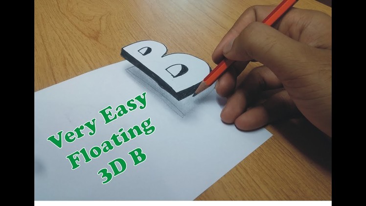 How To Draw 3D Floating Letter "B" - Trick Art on Line Paper for kids Step by Step | 3D Drawing