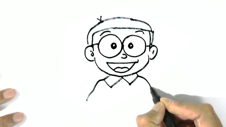 How to draw Nobita Nobi -Doraemon  in easy steps for children. beginners