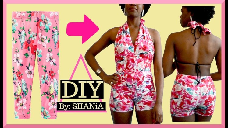 How to turn leggings into a romper with a halter back beach cover up  for beginners || SHANiA