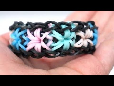 Rainbow Loom Starburst Bracelet with 2 forks no hook Colorful Rubber Bands .DIY.