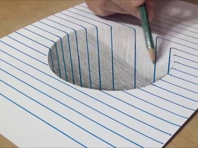 Very Easy! How to draw a 3D Round Hole on Line Paper!