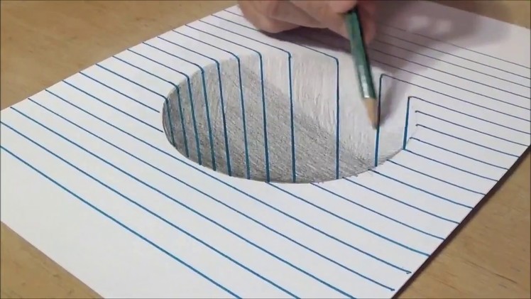 Very Easy! How to draw a 3D Round Hole on Line Paper!