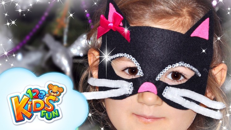 Diy by creative mom #3 - how to make handmade carnival cat mask 123 Kids Fun