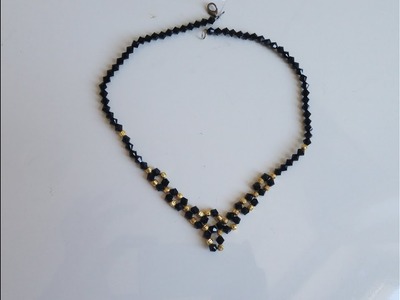 Diy swarovski black bicone necklace | how to make swarovski bicone necklace easy & simple