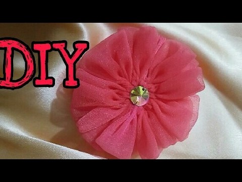 DIY Tutorial How to make Easy Fabric Flower Rose | How to make a circular Tulle flower | net flowers