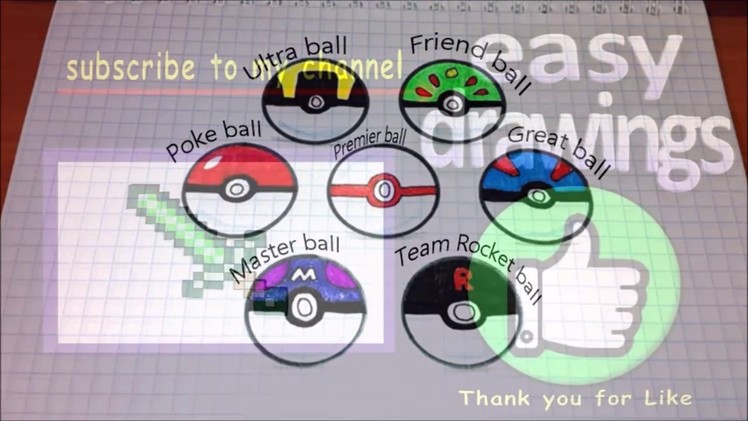 Easy drawings #210 How to draw a pokeball. Pokemon GO