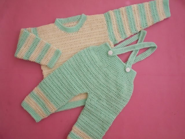 How to crochet an EASY baby romper. onesie pant with suspenders tutorial