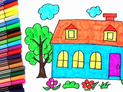 How To Draw a House, Tree In The Garden For Kids - Easy | BoDraw