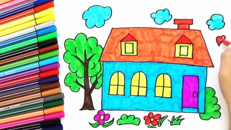 How To Draw a House, Tree In The Garden For Kids - Easy | BoDraw