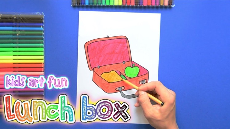 How to draw and color a School Lunch Box