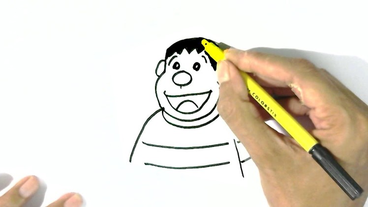 How to draw Takeshi Goda, Gian -Doraemon  in easy steps for children. beginners